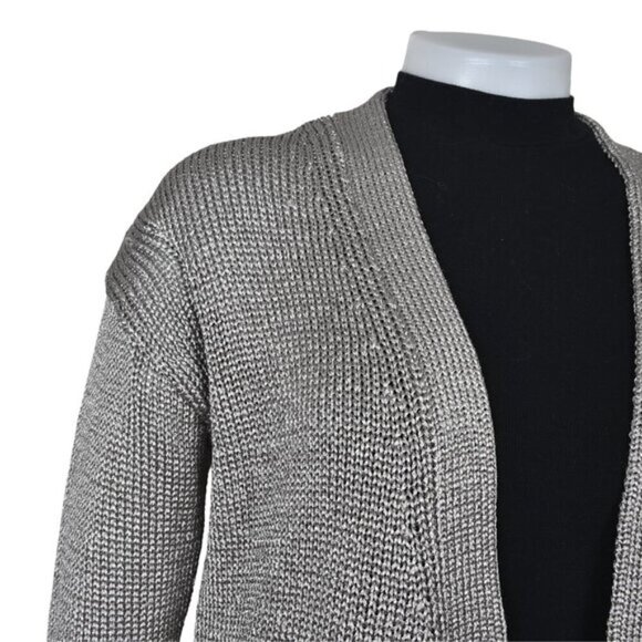 Banana Republic Metallic Chunky Knit Long Cardigan Sweater Champagne Size Small - Picture 7 of 15